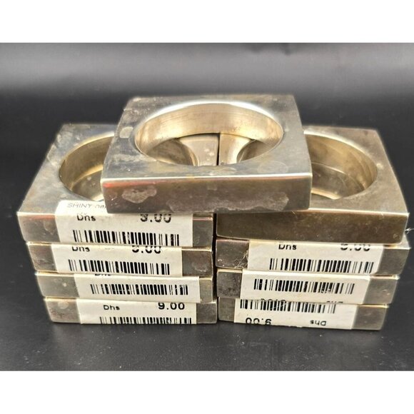 Shiny Square Silver Napkin Rings Set Of 9 Metallic Table Decor Square Shape - Picture 7 of 8